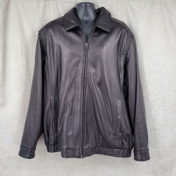 Roundtree & Yorke Men's Black Leather Lambskin Jacket 2XT - Picture 1 of 11